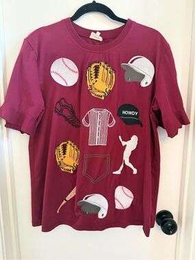 Maroon Baseball Graphic Short Sleeve Tee - Brand: